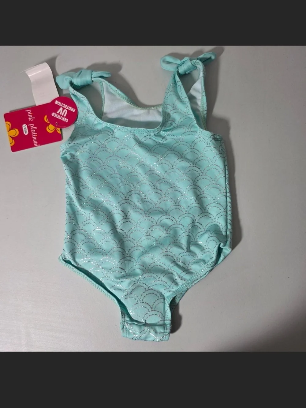 Light Aqua Sparkle Mermaid Shell One-Piece Swimsuit